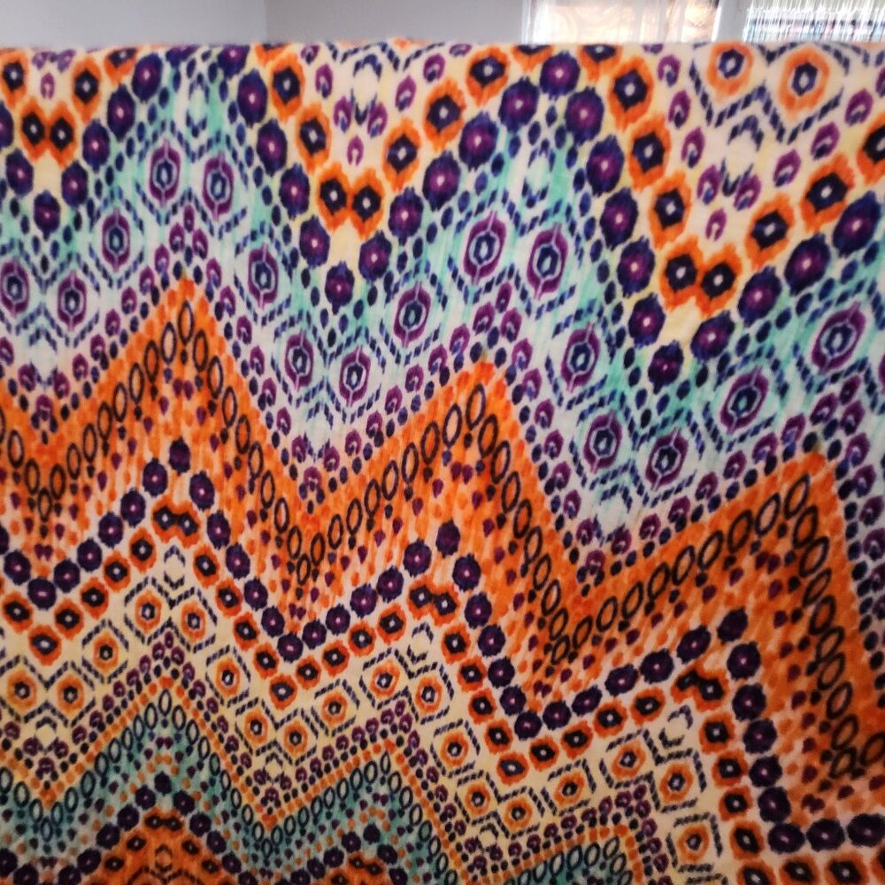 Boho Chevron Printed Knit Fabric – Approx. 2+ Yards (~84") (Vibrant Multicolor) - Picture 8 of 8